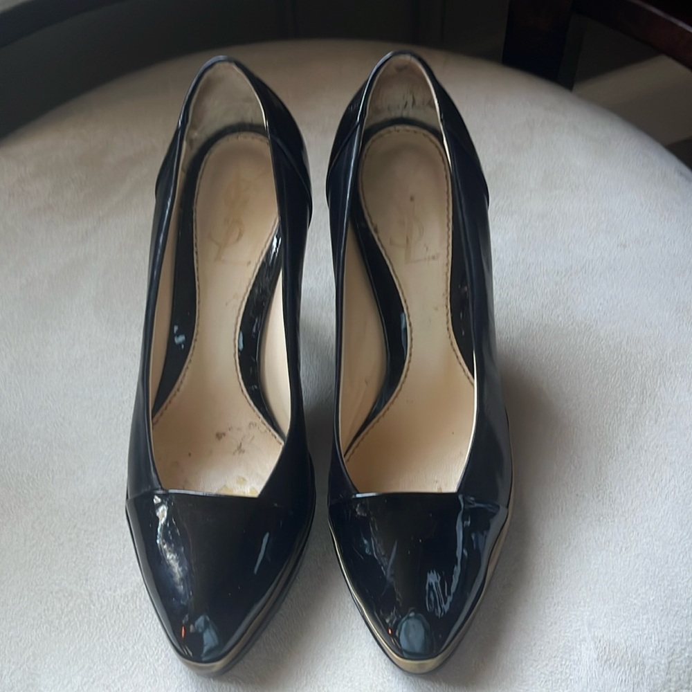 YSL black patent leather pumps